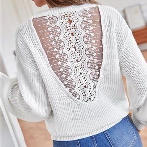 Plus size lace back sweater top
